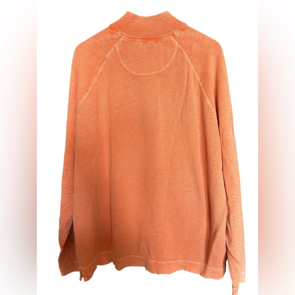 Tommy Bahama Men’s XXL Orange Quarter Zip Pullover Sweater 100% Cotton Tropical - Picture 2 of 5